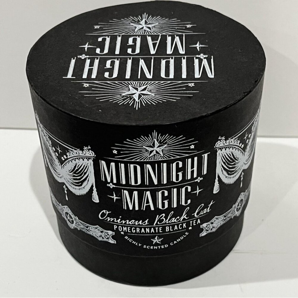 Midnight Magic Candle Ominous Black Cat Pomegranate Black Tea Scented New